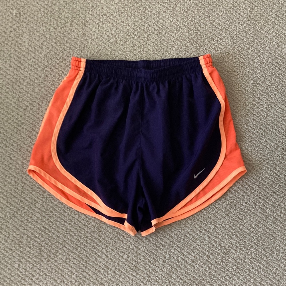 Nike DRI-FIT Tempo Shorts Lined Size Small Run Train Baggy Indigo Orange VEUC